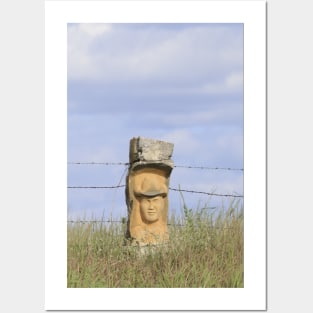 Stone Post Fence Carving on the Kansas Prairie Posters and Art